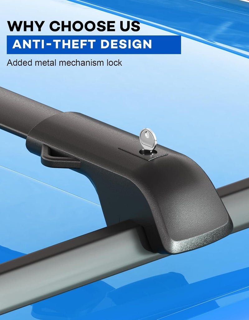 wonderdriver 300lb Lockable Roof Rack Cross Bars Compatible with Subaru Crosstrek Wilderness 2024 2025 2026 with Raised Side Rails, Heavy Duty Aluminum Lockable Roof Rails Crossbars Rooftop Luggage - Image 4